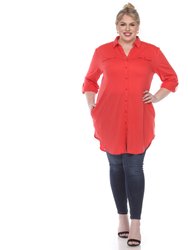 Plus Size Stretchy Tunic - Red