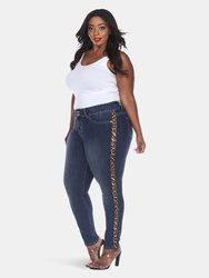 Plus Size Super Stretch Denim with Cheetah Pannel