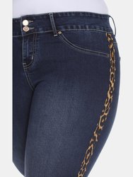 Plus Size Super Stretch Denim with Cheetah Pannel