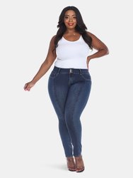 Plus Size Super Stretch Denim with Leopard Pannel