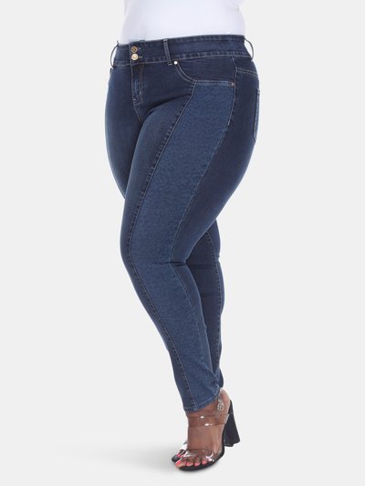 White Mark Plus Size Super Stretch Denim with Leopard Pannel product