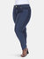 Plus Size Super Stretch Denim with Leopard Pannel - Dark Blue Leopard Wash