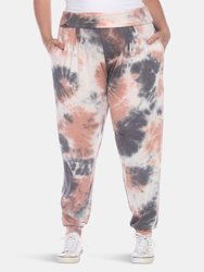 Plus Size Tie Dye Harem Pants - Pink