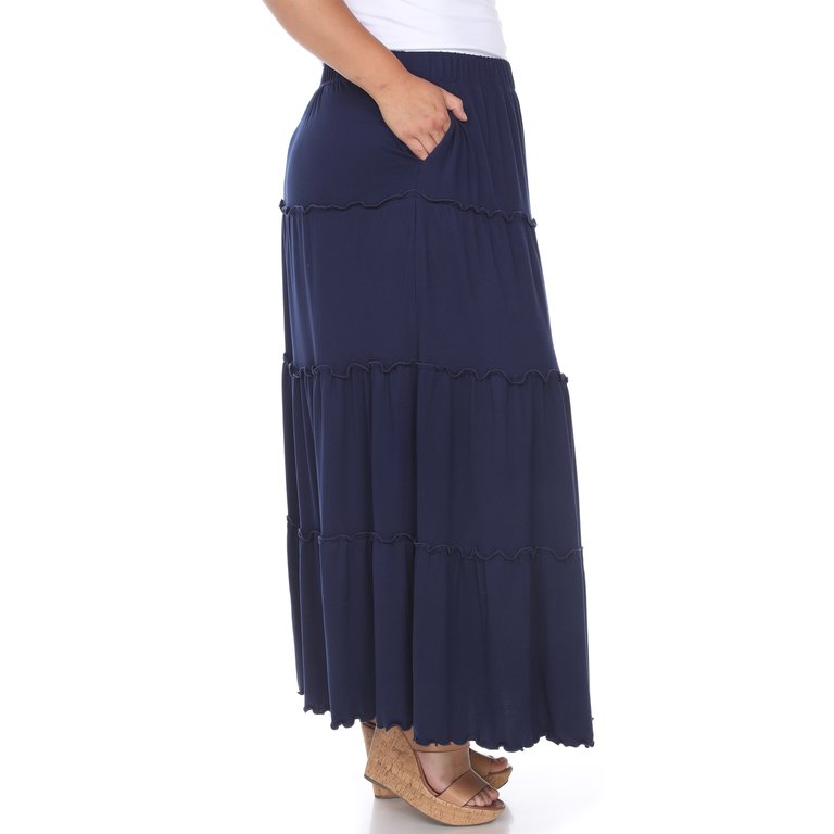 Plus Size Tiered Maxi Skirt