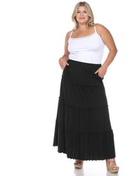 Plus Size Tiered Maxi Skirt