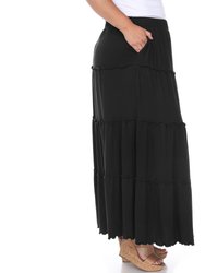 Plus Size Tiered Maxi Skirt