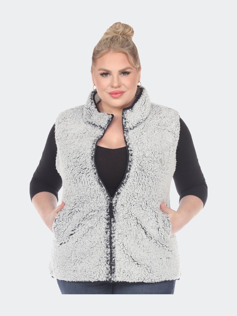 Plus Size Zip Up Sherpa Vest