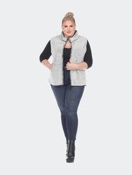 Plus Size Zip Up Sherpa Vest - Sheep Grey