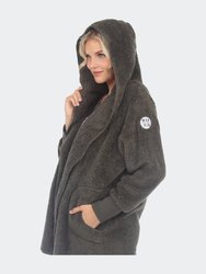 Plush Hooded Cardigan With Pockets