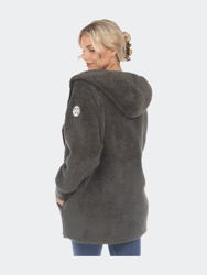 Plush Hooded Cardigan With Pockets