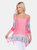 Printed Cold Shoulder Tunic - Pink/White