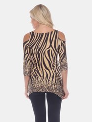 Printed Cold Shoulder Tunic