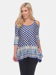 Printed Cold Shoulder Tunic - Multi