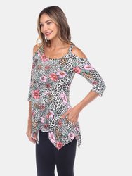 Printed Cold Shoulder Tunic