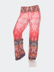 Printed Plus Size Palazzo Pants - Red/Pink