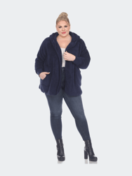 PS Plush Hooded Cardigan With Pockets - Navy