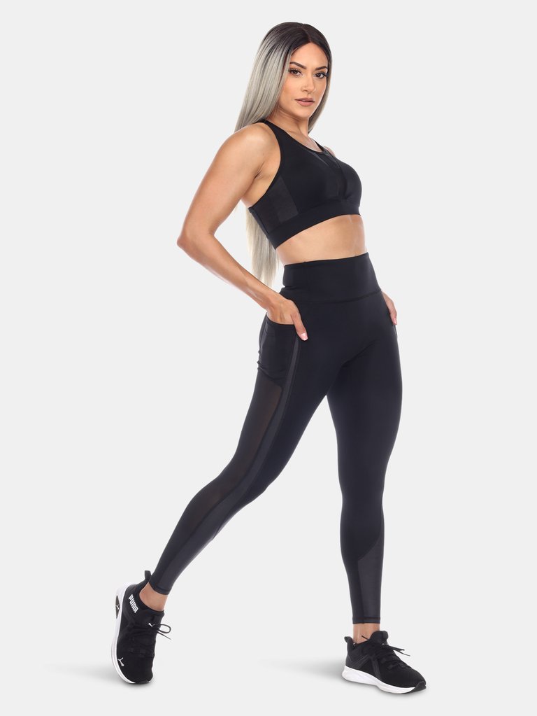 Racer Back Sports Bra & Mesh Leggings Set