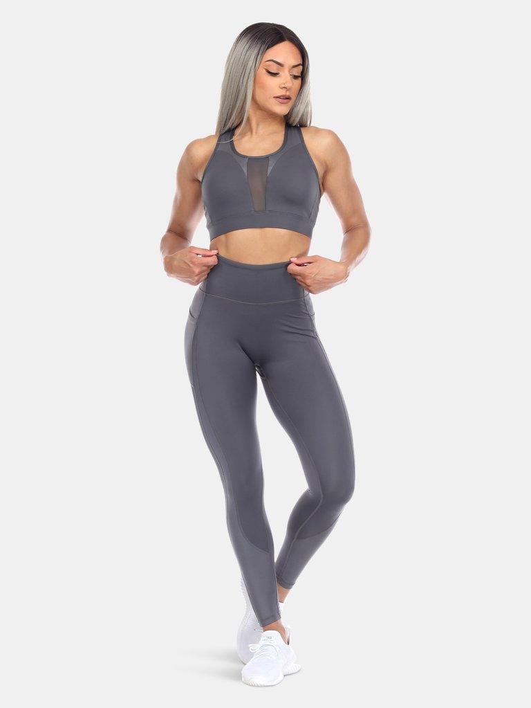 Racer Back Sports Bra & Mesh Leggings Set