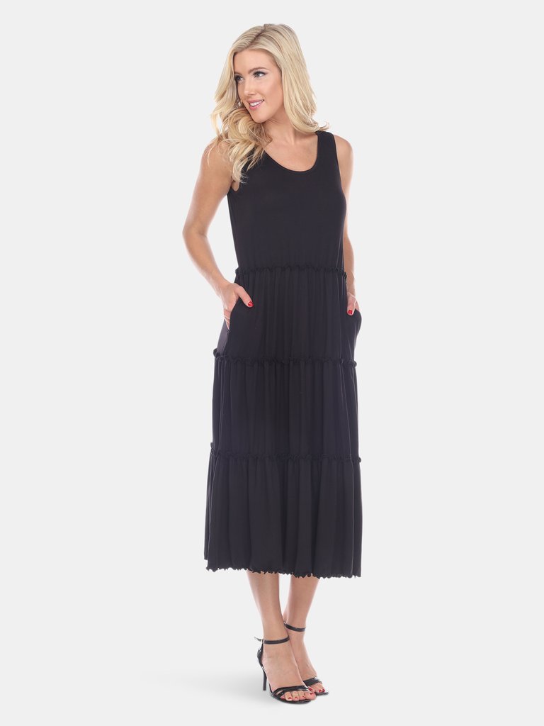 Scoop Neck Tiered Midi Dress