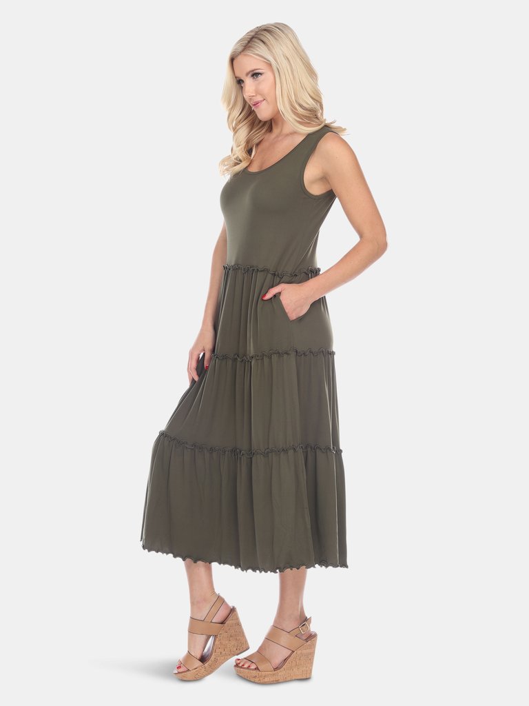 Scoop Neck Tiered Midi Dress