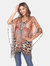 Short Caftan with Tie-up Neckline - Brown Cheetah