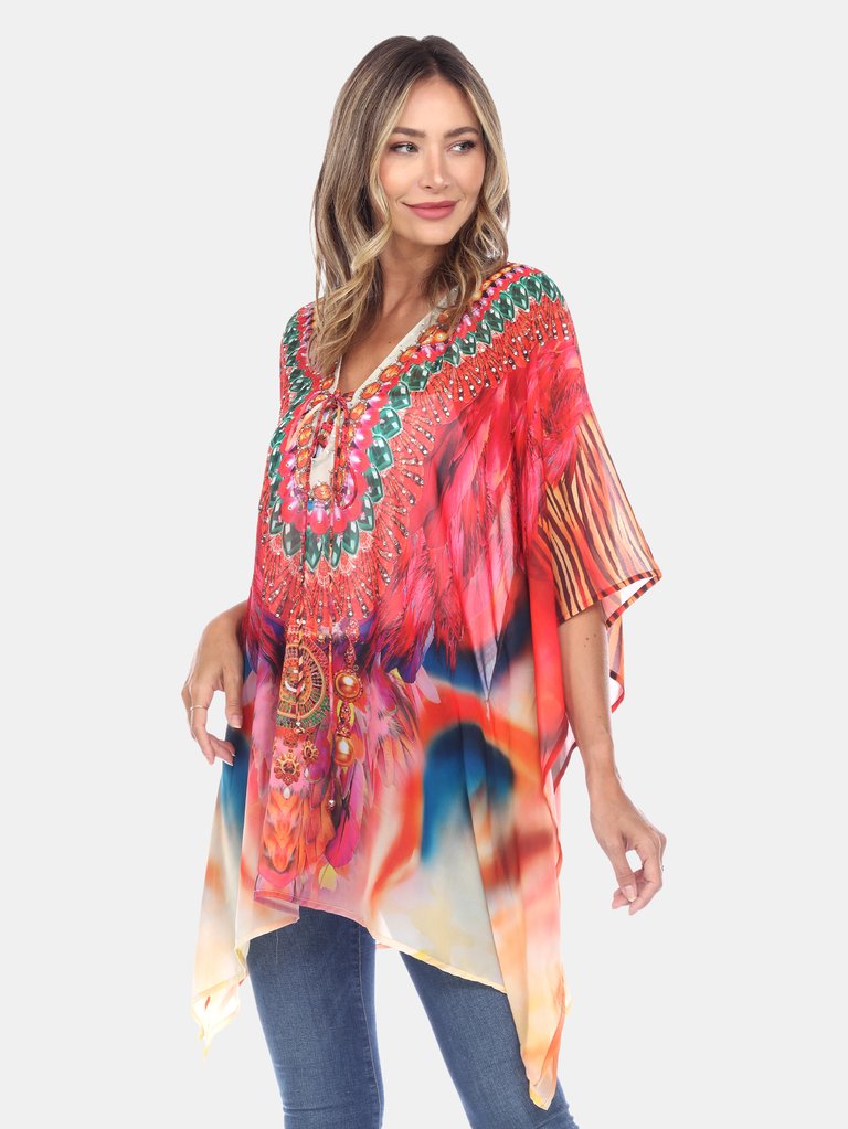 Short Caftan with Tie-up Neckline