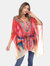 Short Caftan with Tie-up Neckline - Red/Orange