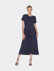 Short Sleeve Maxi Dress - Navy