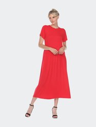 Short Sleeve Maxi Dress - Red