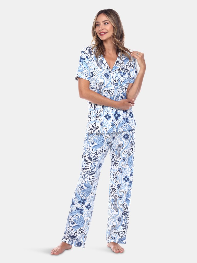 Short Sleeve & Pants Tropical Pajama Set