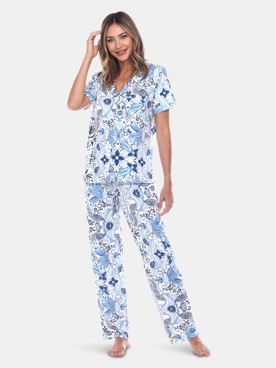 White Mark Short Sleeve & Pants Tropical Pajama Set product