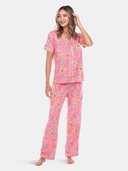 Short Sleeve & Pants Tropical Pajama Set - Pink/Orange