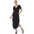 Short Sleeve V-Neck Maxi Dress - Black