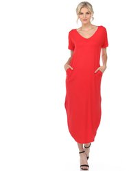 Short Sleeve V-Neck Maxi Dress