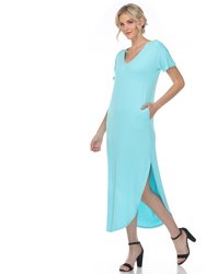 Short Sleeve V-Neck Maxi Dress