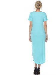 Short Sleeve V-Neck Maxi Dress