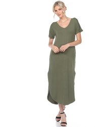 Short Sleeve V-Neck Maxi Dress