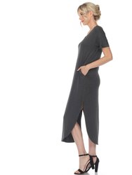 Short Sleeve V-Neck Maxi Dress