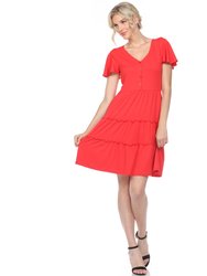 Short Sleeve V-Neck Tiered Dress