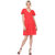 Short Sleeve V-Neck Tiered Dress - Red