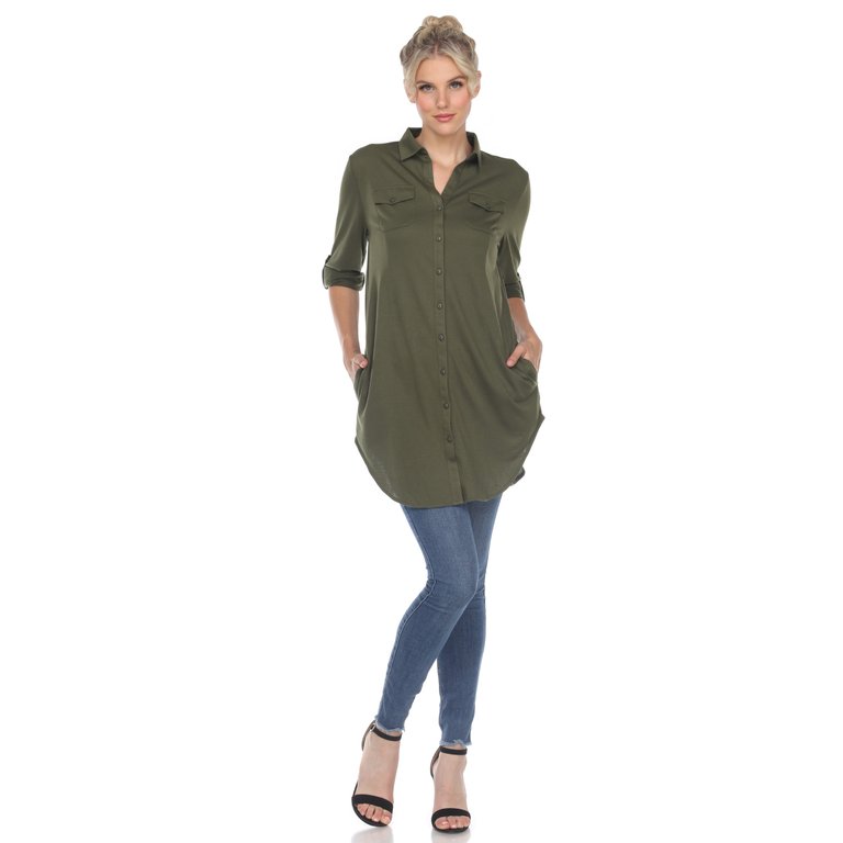 Stretchy Button-Down Tunic