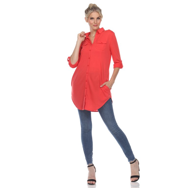 Stretchy Button-Down Tunic