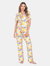 Tropical Print Pajama Set - White Tropical Flower