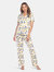 Tropical Print Pajama Set - Beige/Lemon