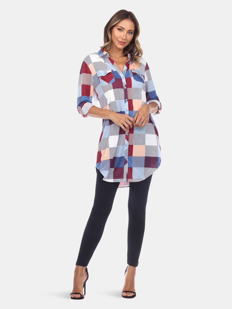 Women Plaid Tunic Shirt