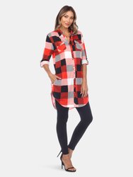 Women Plaid Tunic Shirt