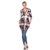 Women Plaid Tunic Shirt - Burgundy/White