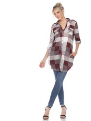 Women Plaid Tunic Shirt