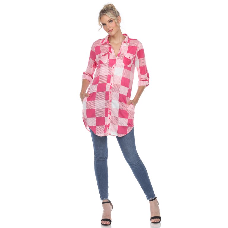 Women Plaid Tunic Shirt