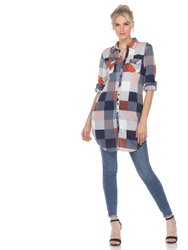 Women Plaid Tunic Shirt